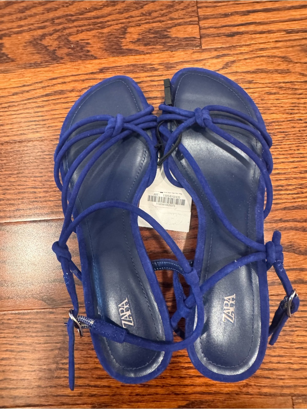 Zara Cobalt Blue Strappy Lace-Up Sandals